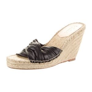 Loeffler Randall Leather Pleated Accents Espadrilles
